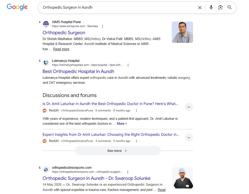 Dr. Swaroop Google ranking 2