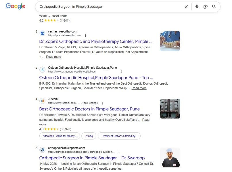 Dr. Swaroop Google ranking 3