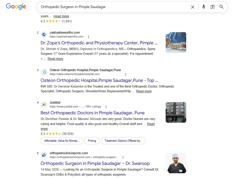 Dr. Swaroop Google ranking 3